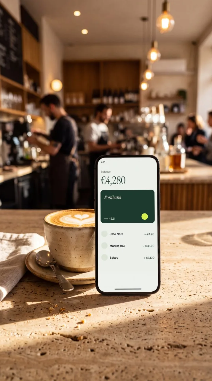 Mockup: Cafeteria: celular em formato story 9:16
