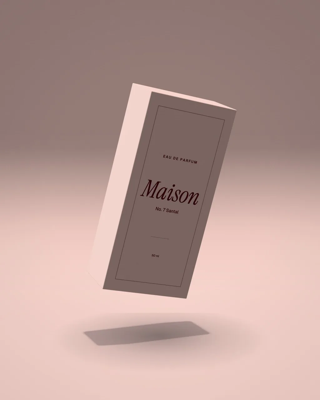 Mockup: Caja plegable sobre un podio rosa palo