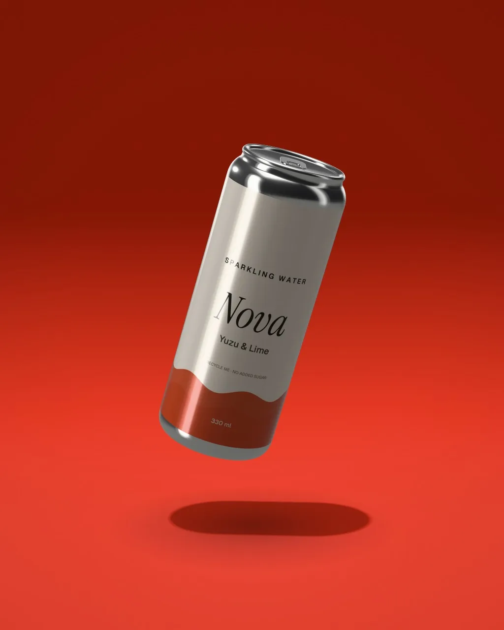 Mockup: Lata slim sobre fundo vermelho