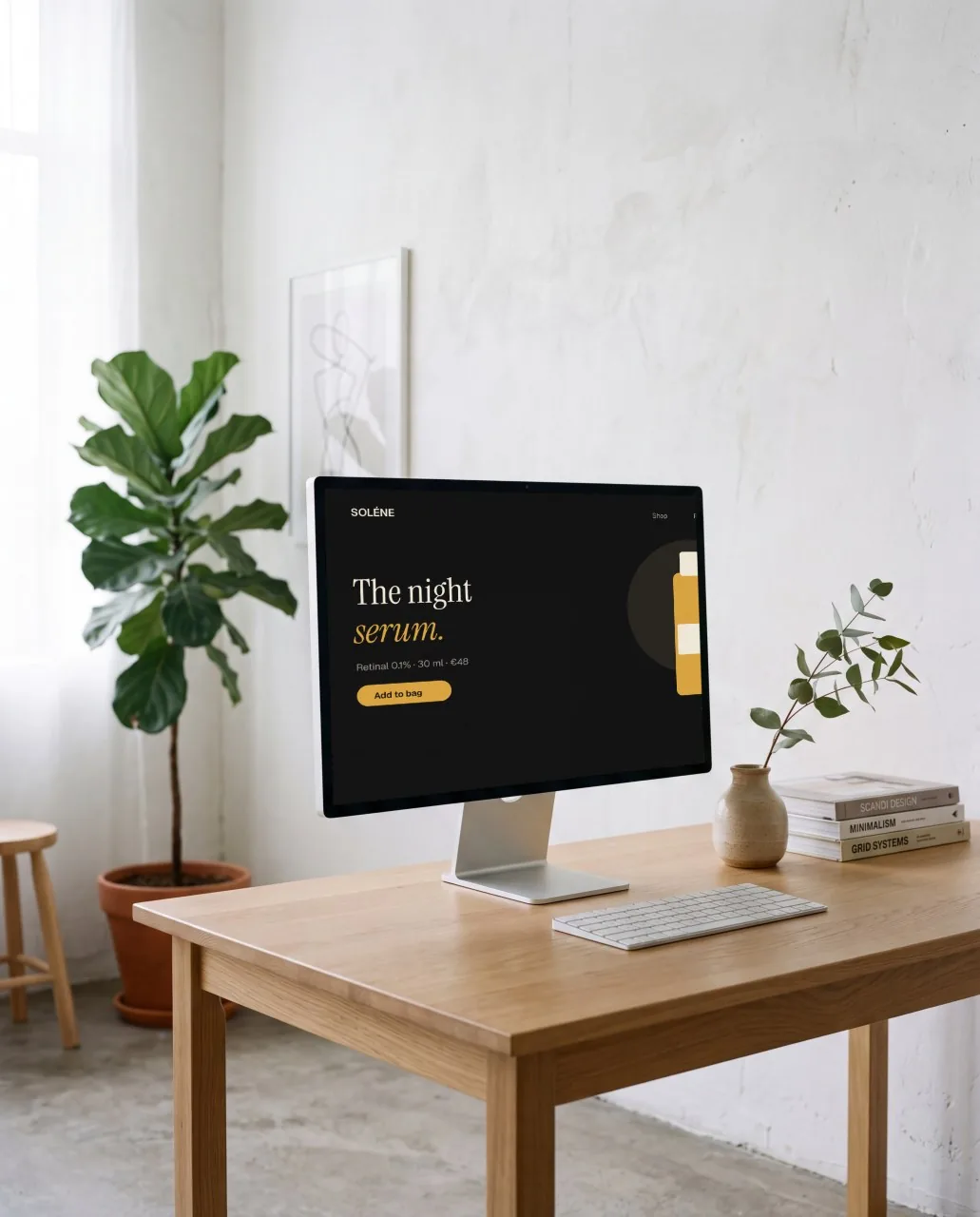 Mockup: Monitor en estudio luminoso