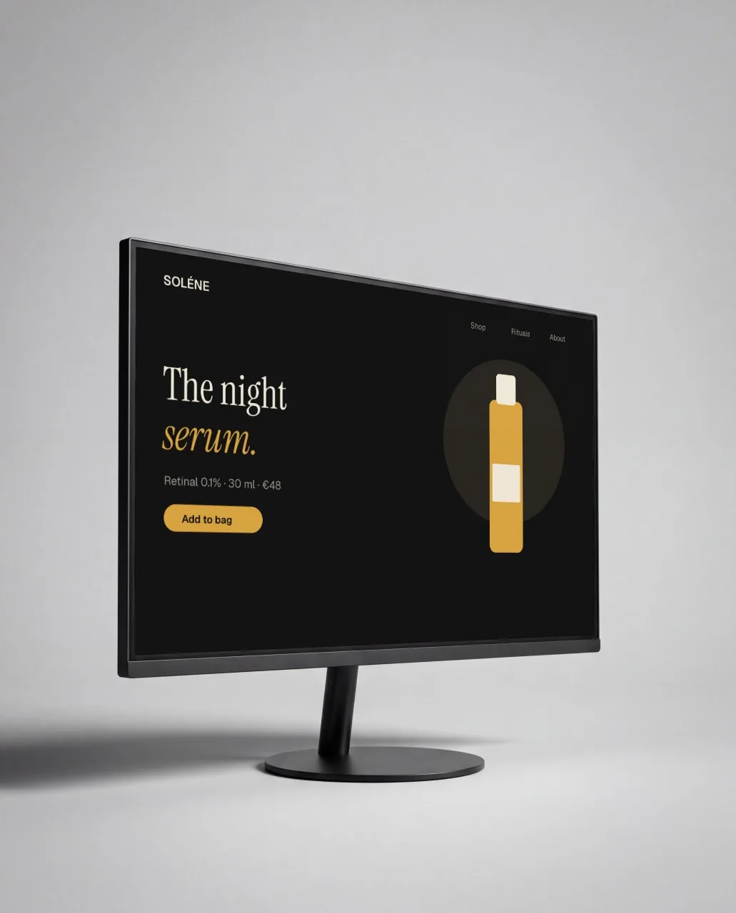 Mockup: Monitor, estúdio cinza