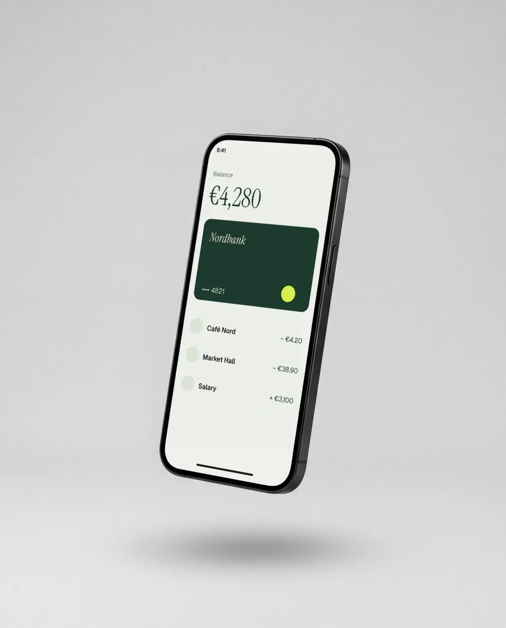 Mockup: Móvil flotando, estudio gris