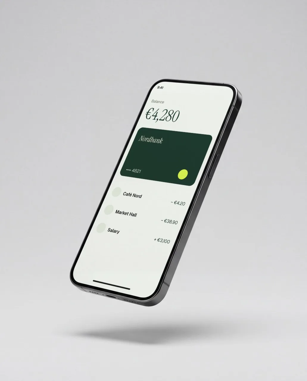 Mockup: Móvil inclinado flotando