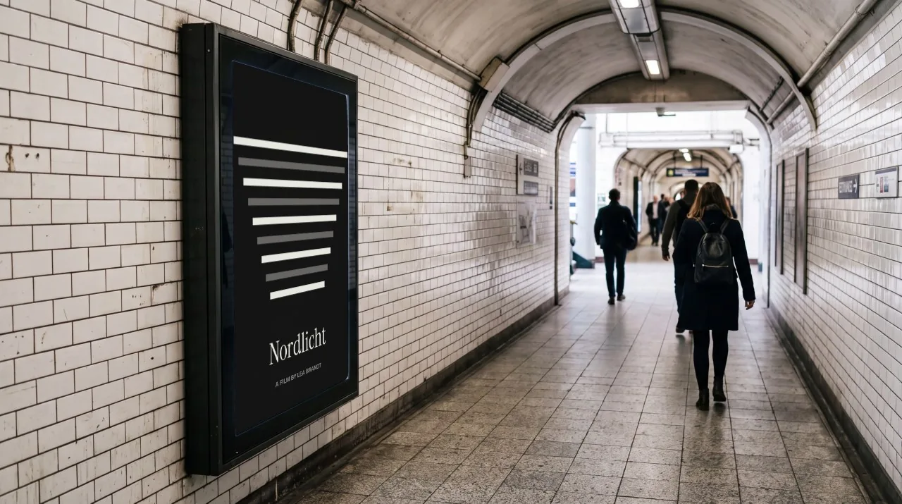 Mockup: Pantalla de pared en el metro