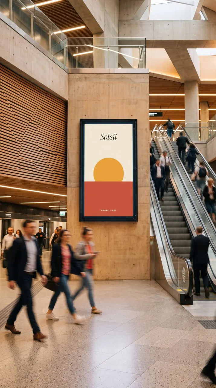 Mockup: Pantalla digital en el metro