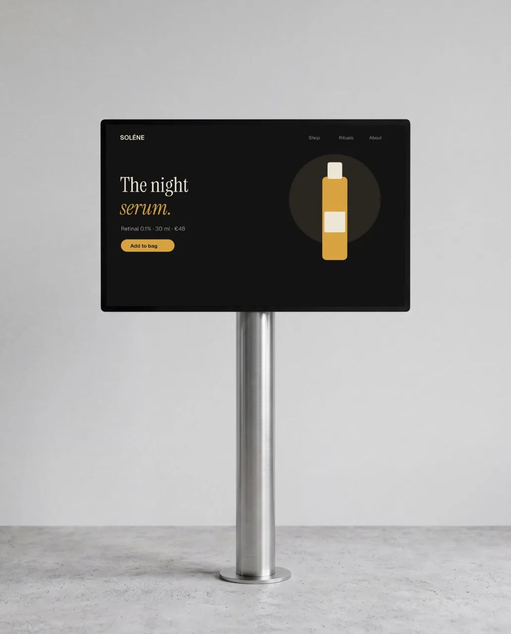 Mockup: Pantalla en barra de metal