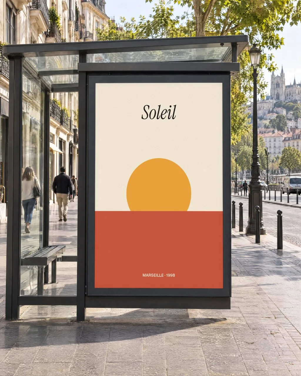 Mockup: Ponto de ônibus de dia