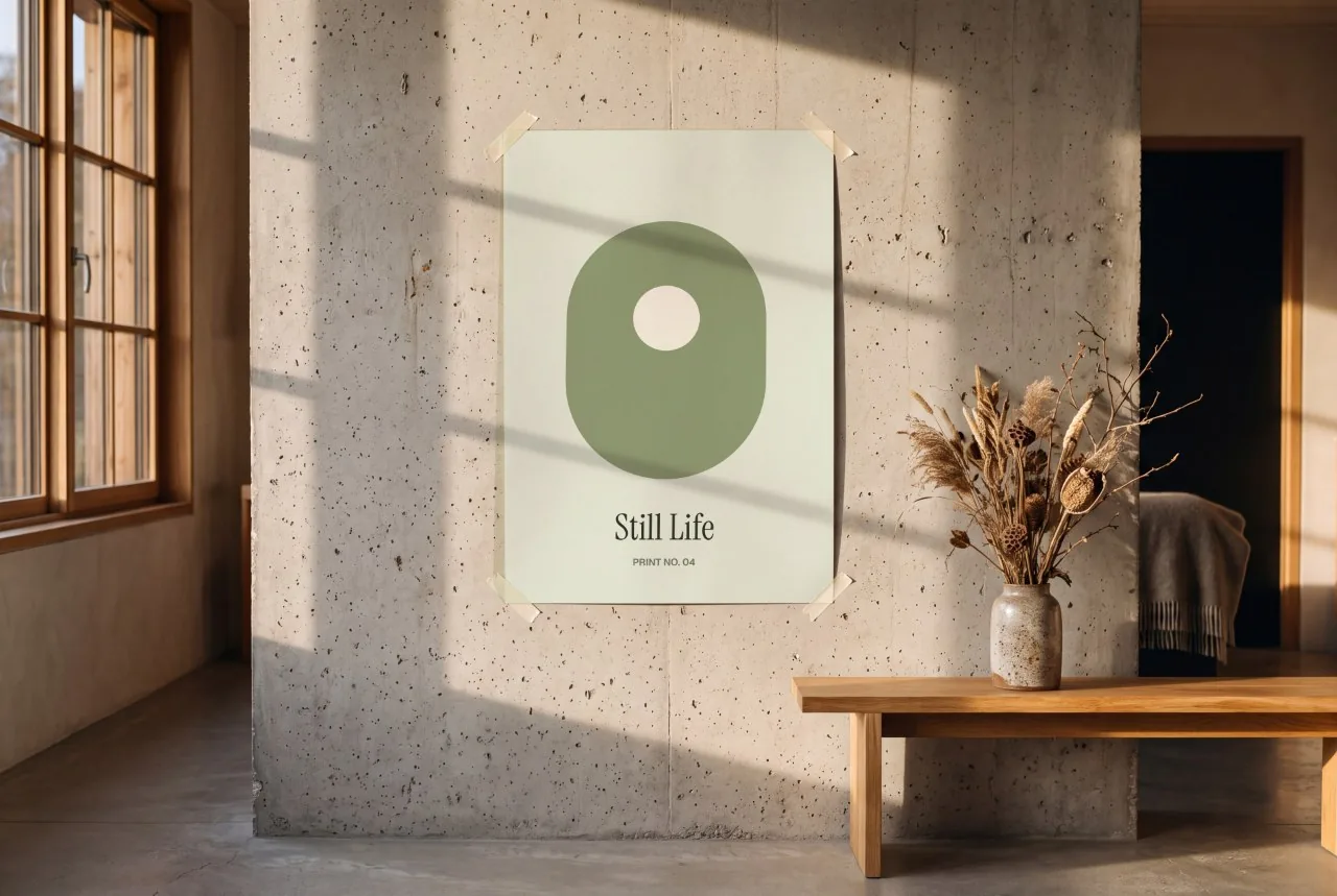 Mockup: Póster en pared de hormigón