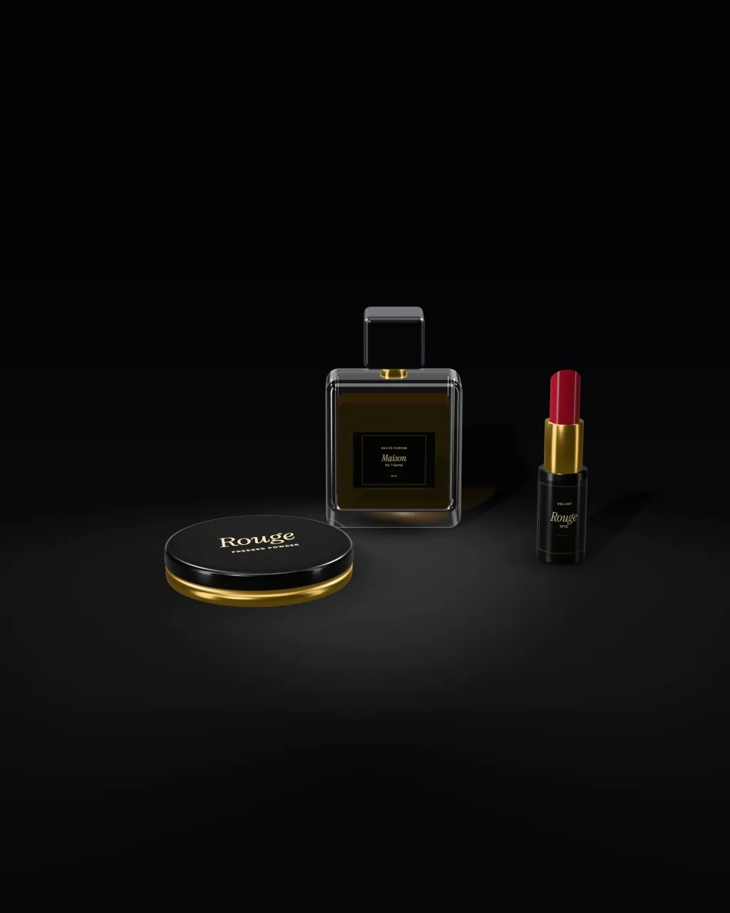 Mockup: Set de belleza sobre negro