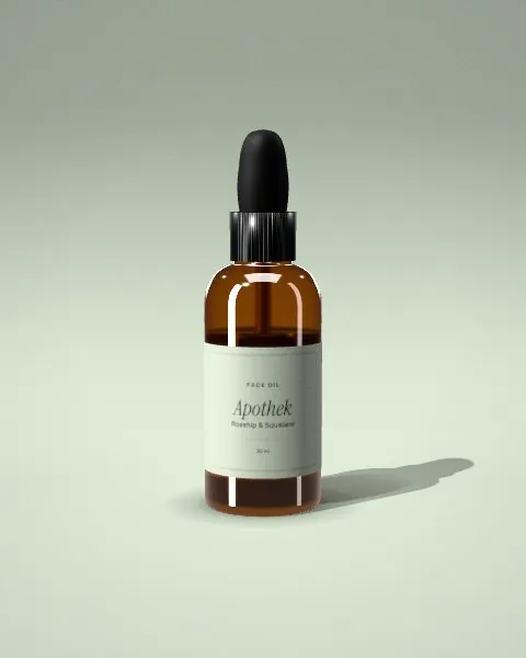 Amber dropper bottle · Sage · front mockup