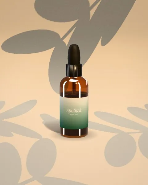 Amber dropper bottle · Sunlight · 3/4 mockup