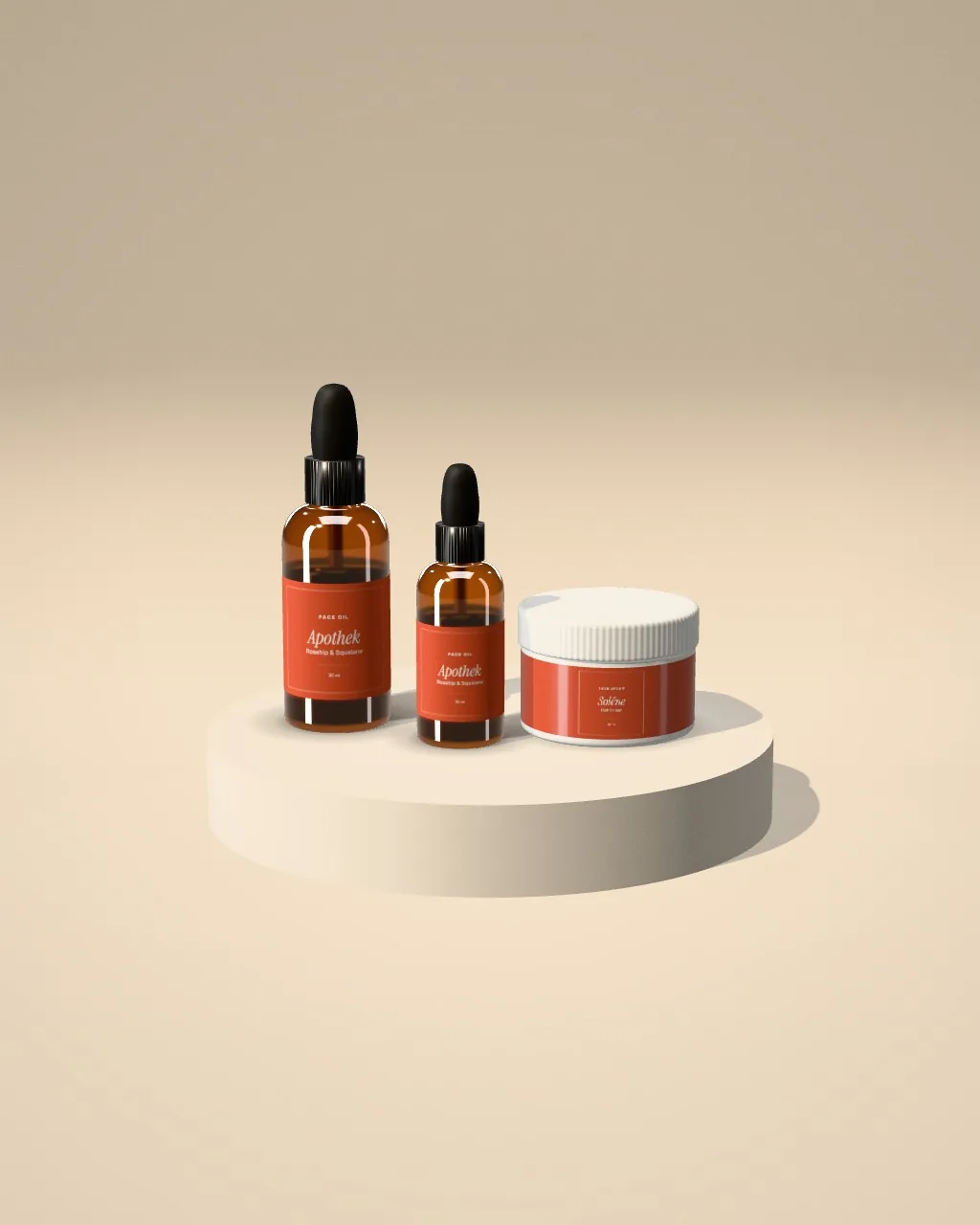 Apothecary set · Sand plinth mockup