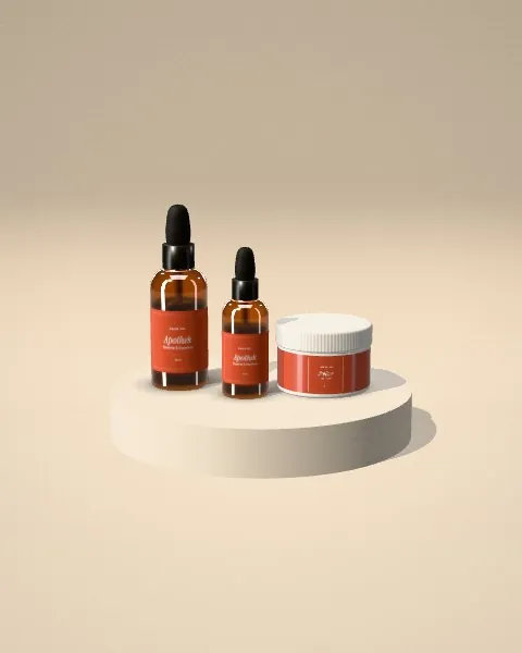 Apothecary set · Sand plinth mockup
