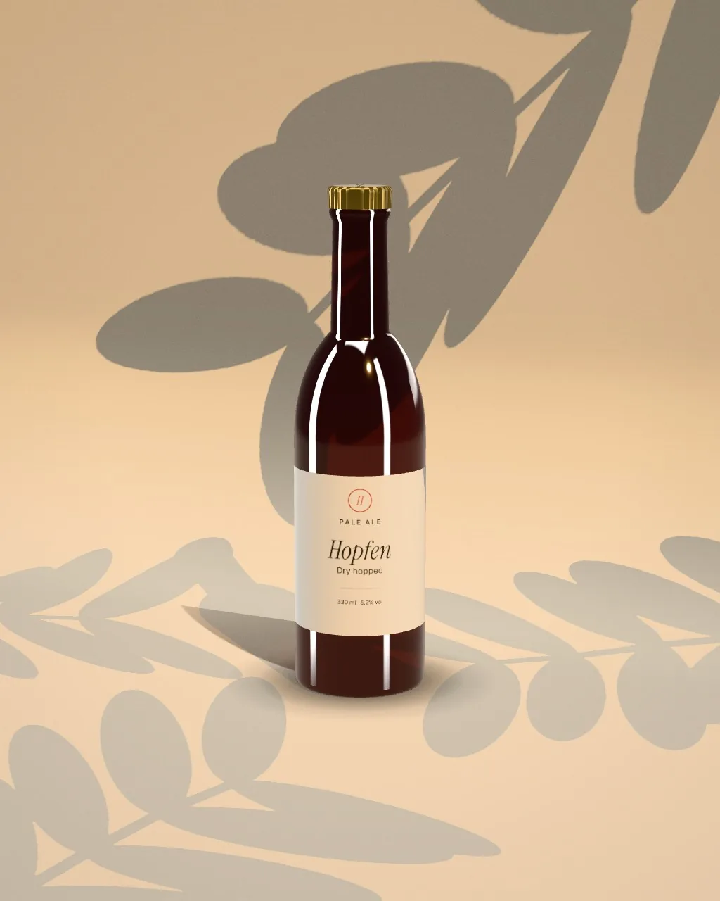 Beer bottle · Sunlight · 3/4 mockup