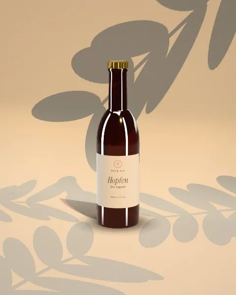 Beer bottle · Sunlight · 3/4 mockup