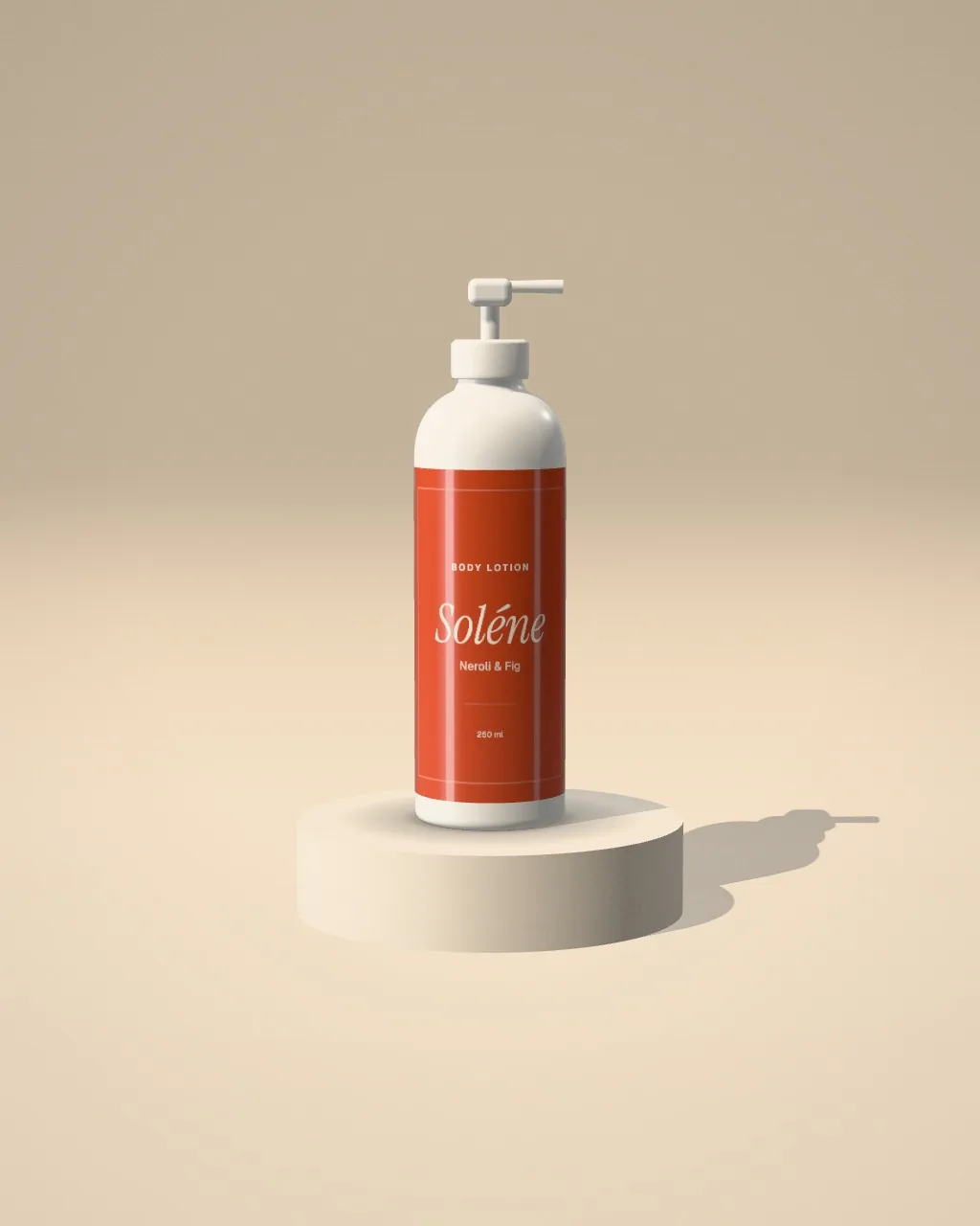 Pump bottle · Sand plinth · front mockup