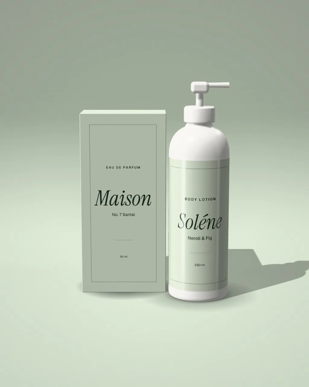 Box + bottle · Sage mockup