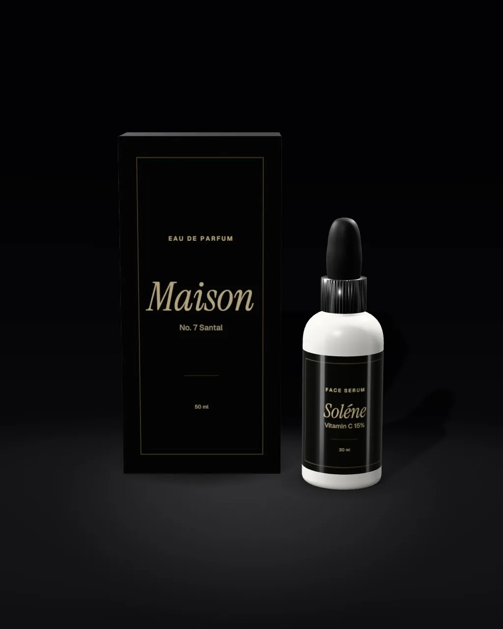 Box + serum · Black mockup