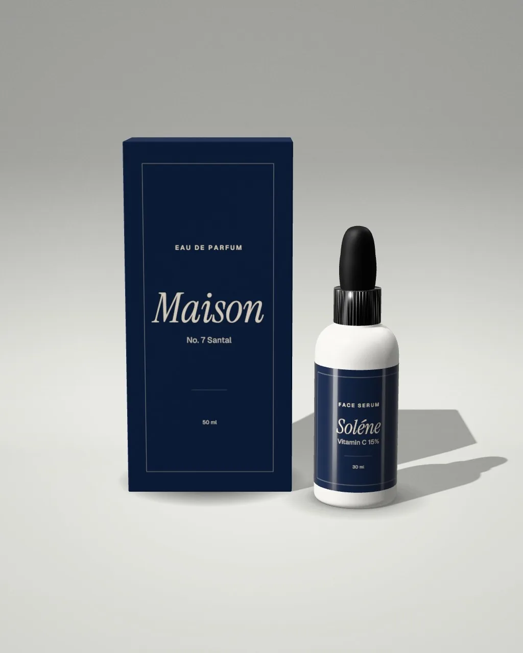 Box + serum · Light studio mockup