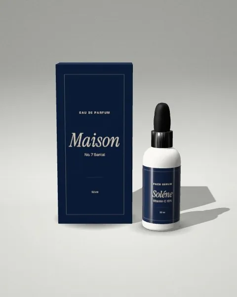 Box + serum · Light studio mockup