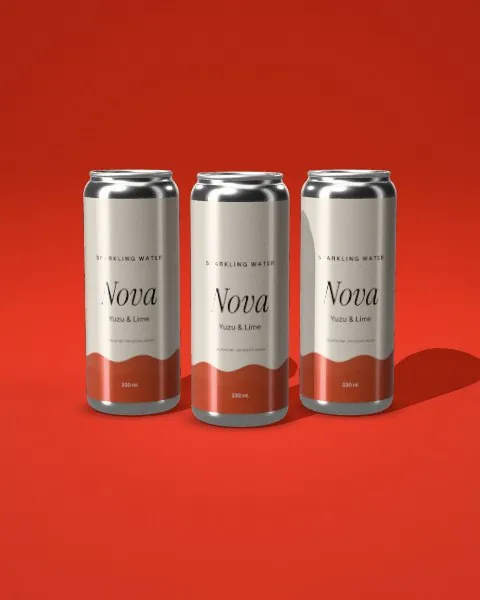 Can trio · Red mockup