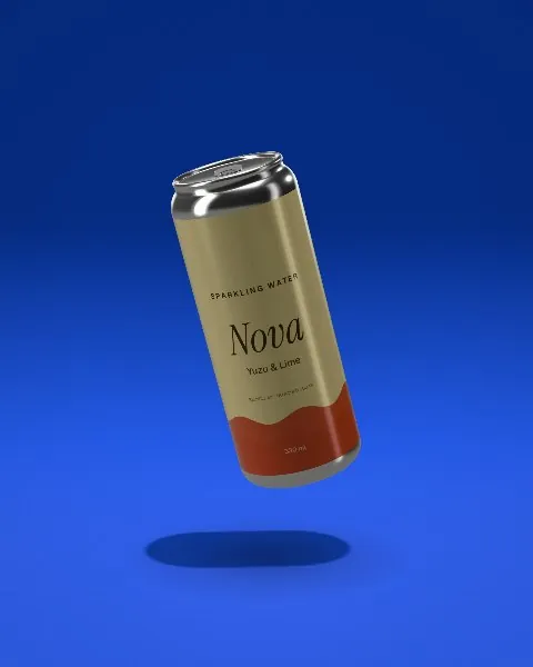 Slim can mockup on cobalt blue