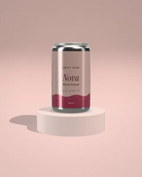 Can · Blush plinth · front mockup