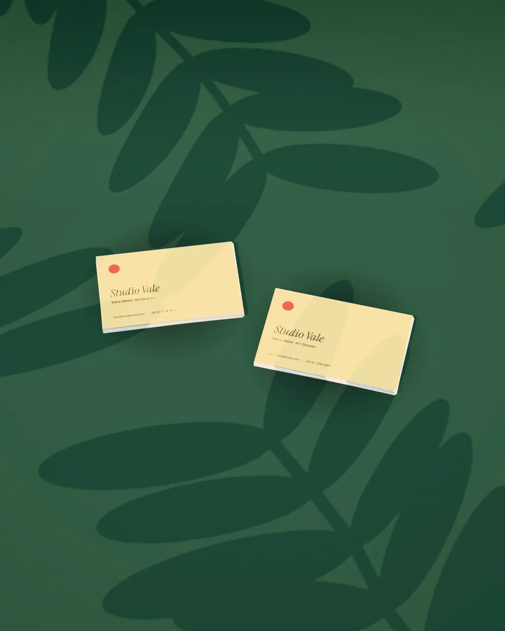 Business card duo · Forest green mockup
