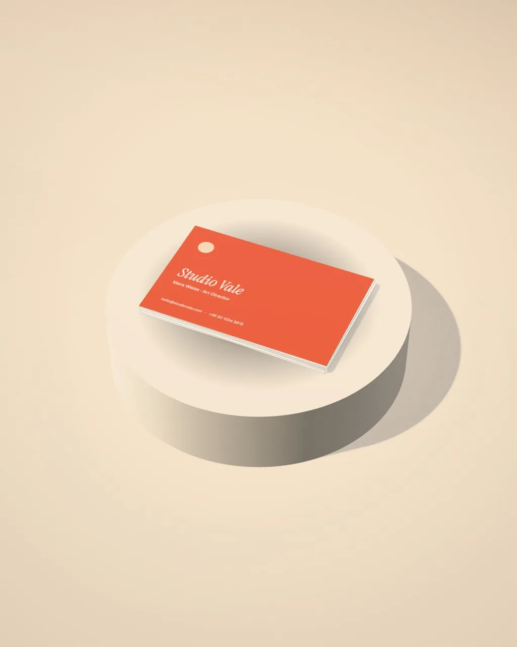 Business cards · Sand plinth · angled mockup