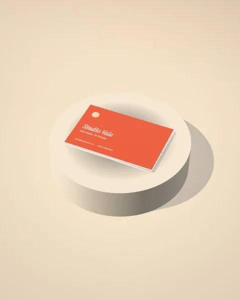 Business cards · Sand plinth · angled mockup
