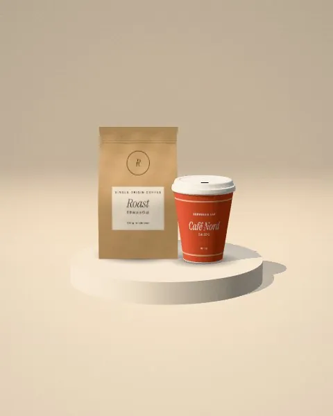 Coffee set · Sand plinth mockup