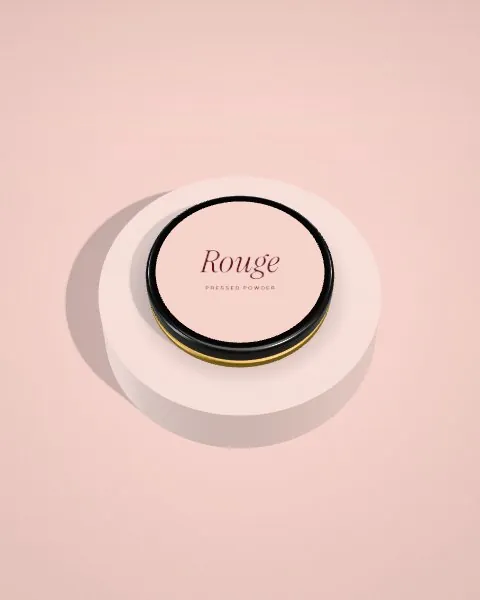 Powder compact · Blush plinth · from above mockup