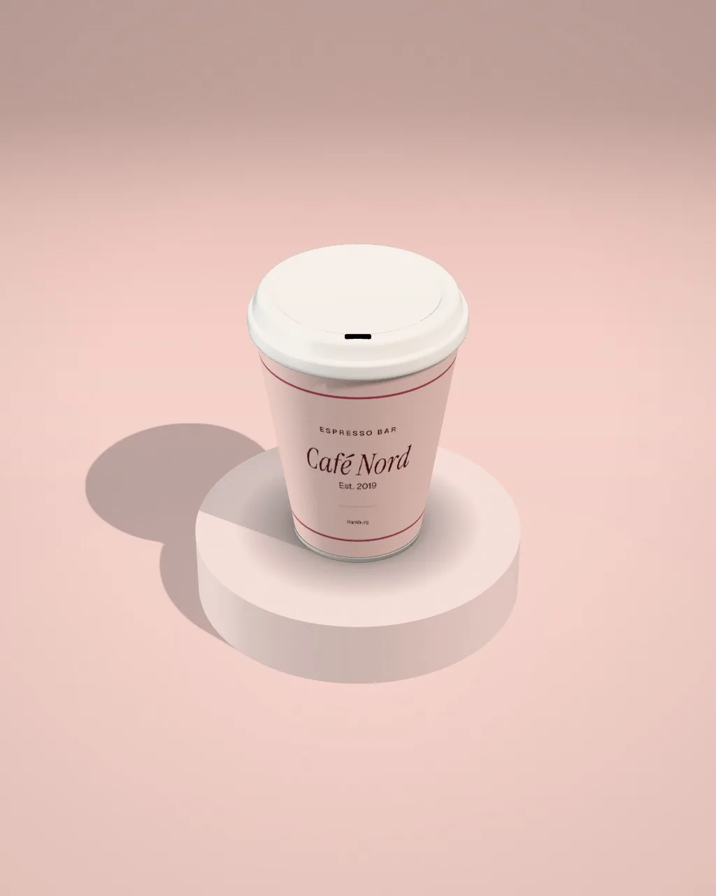 Coffee cup · Blush plinth · from above mockup