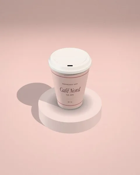 Coffee cup · Blush plinth · from above mockup