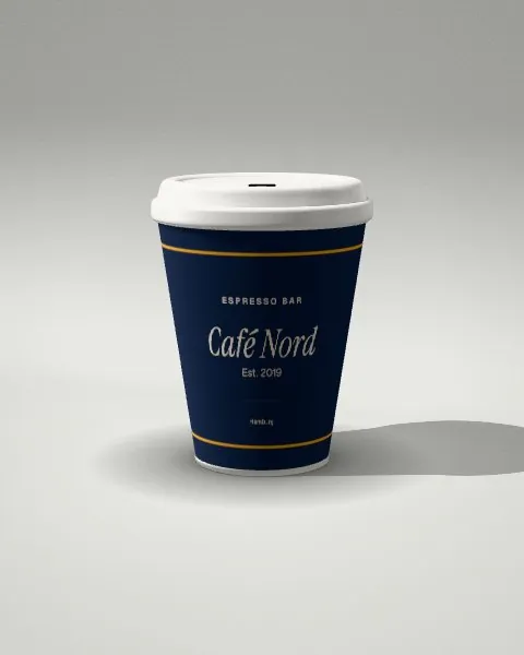Coffee cup · Light studio · 3/4 mockup