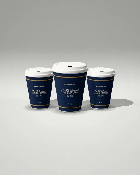 Cup trio · Light studio mockup