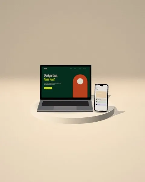 Device set · Sand plinth mockup