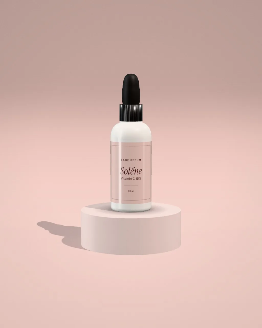 Serum bottle · Blush plinth · front mockup