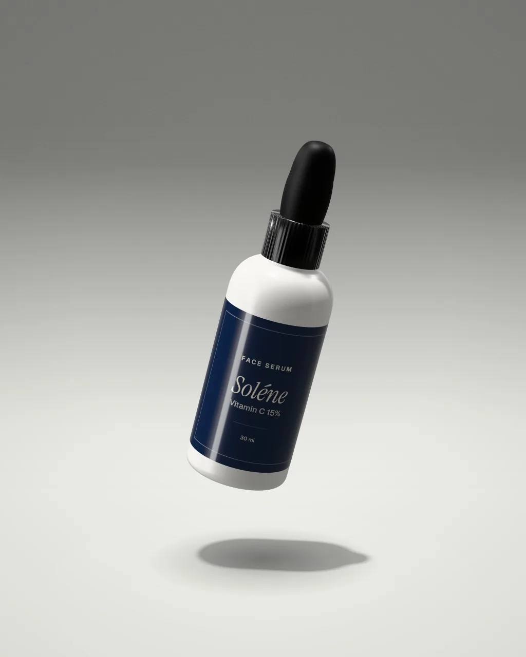Mockup: Serumflasche im hellen Studio