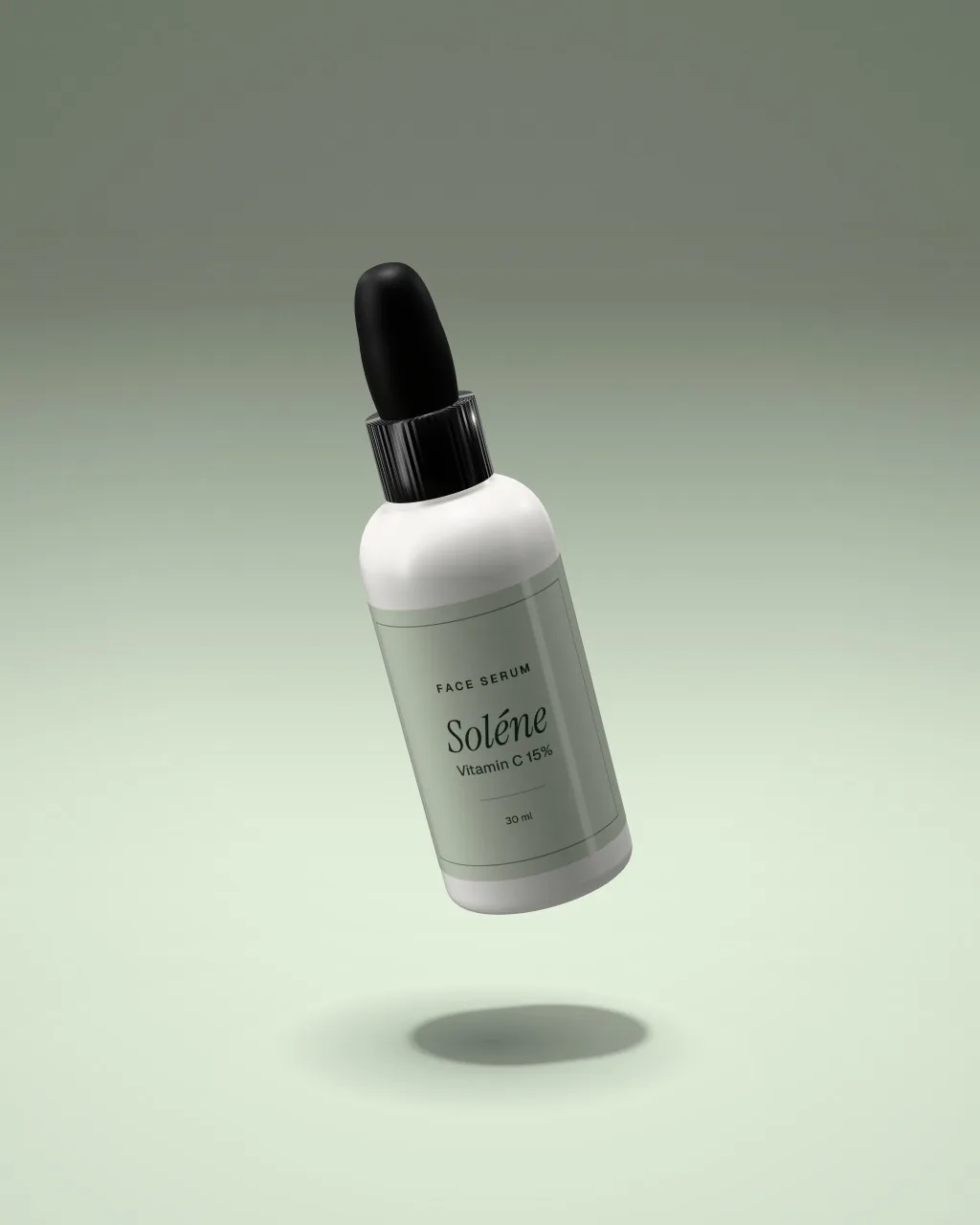 Mockup: Serumflasche auf Salbeigrün