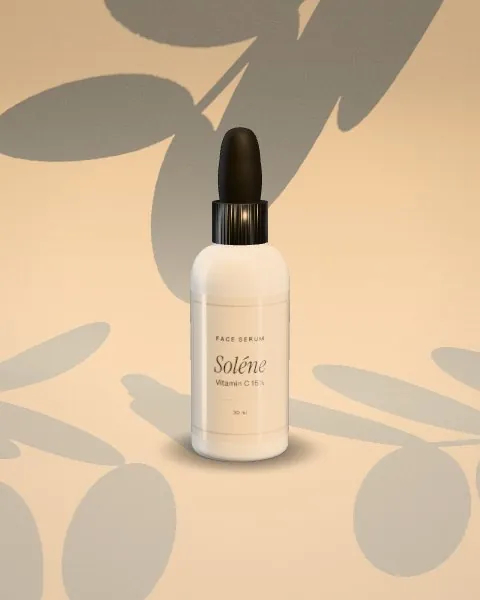 Serum bottle · Sunlight · 3/4 mockup