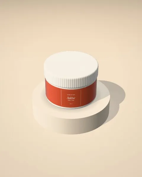 Cream jar · Sand plinth · from above mockup