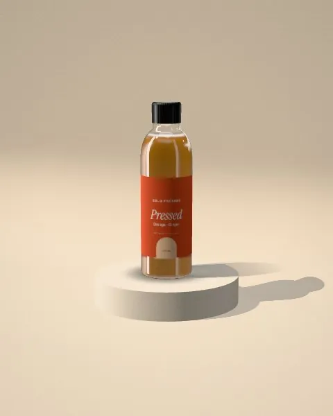 Juice bottle · Sand plinth · 3/4 mockup