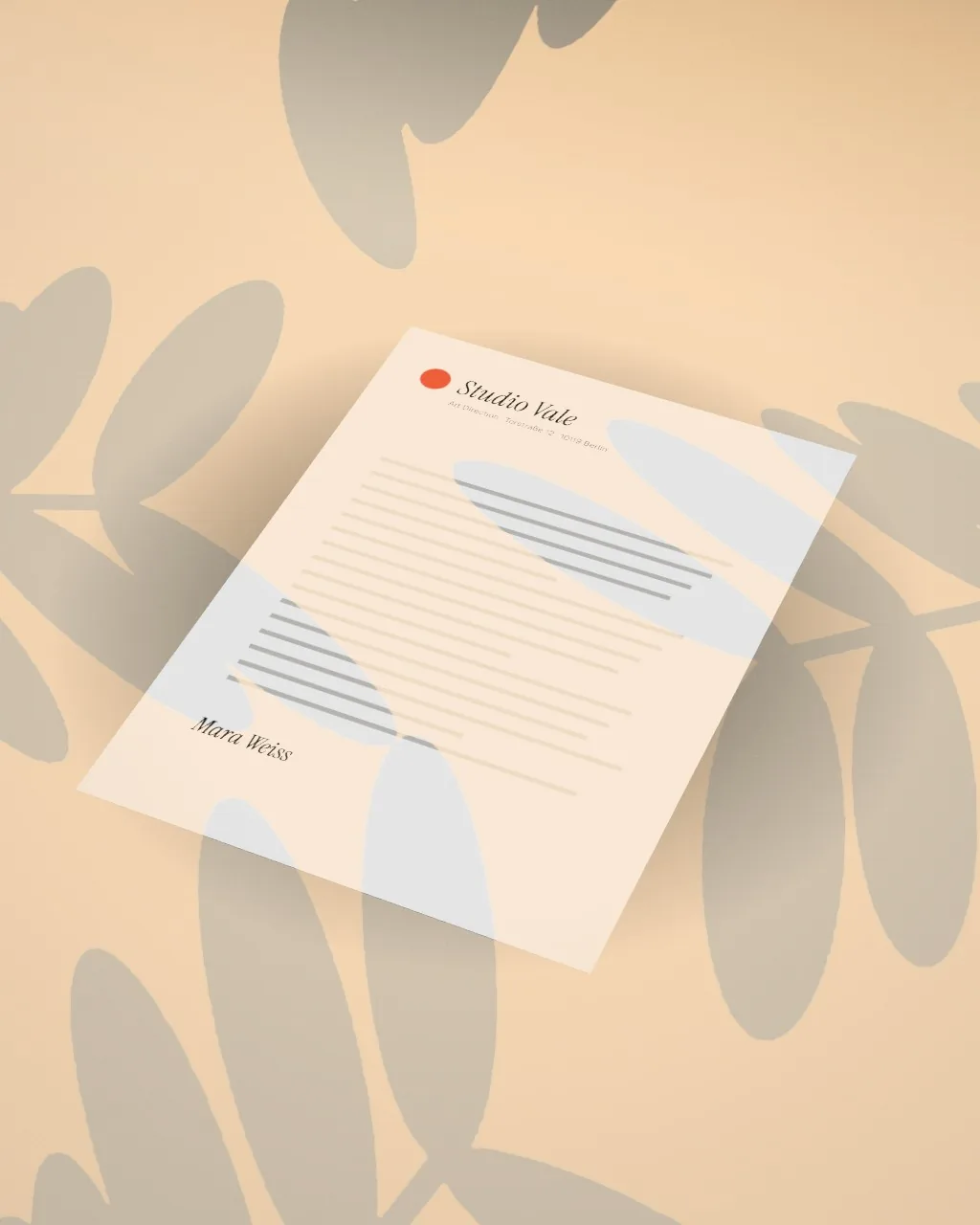A4 letterhead · Sunlight · angled mockup