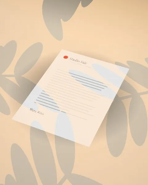 A4 letterhead · Sunlight · angled mockup
