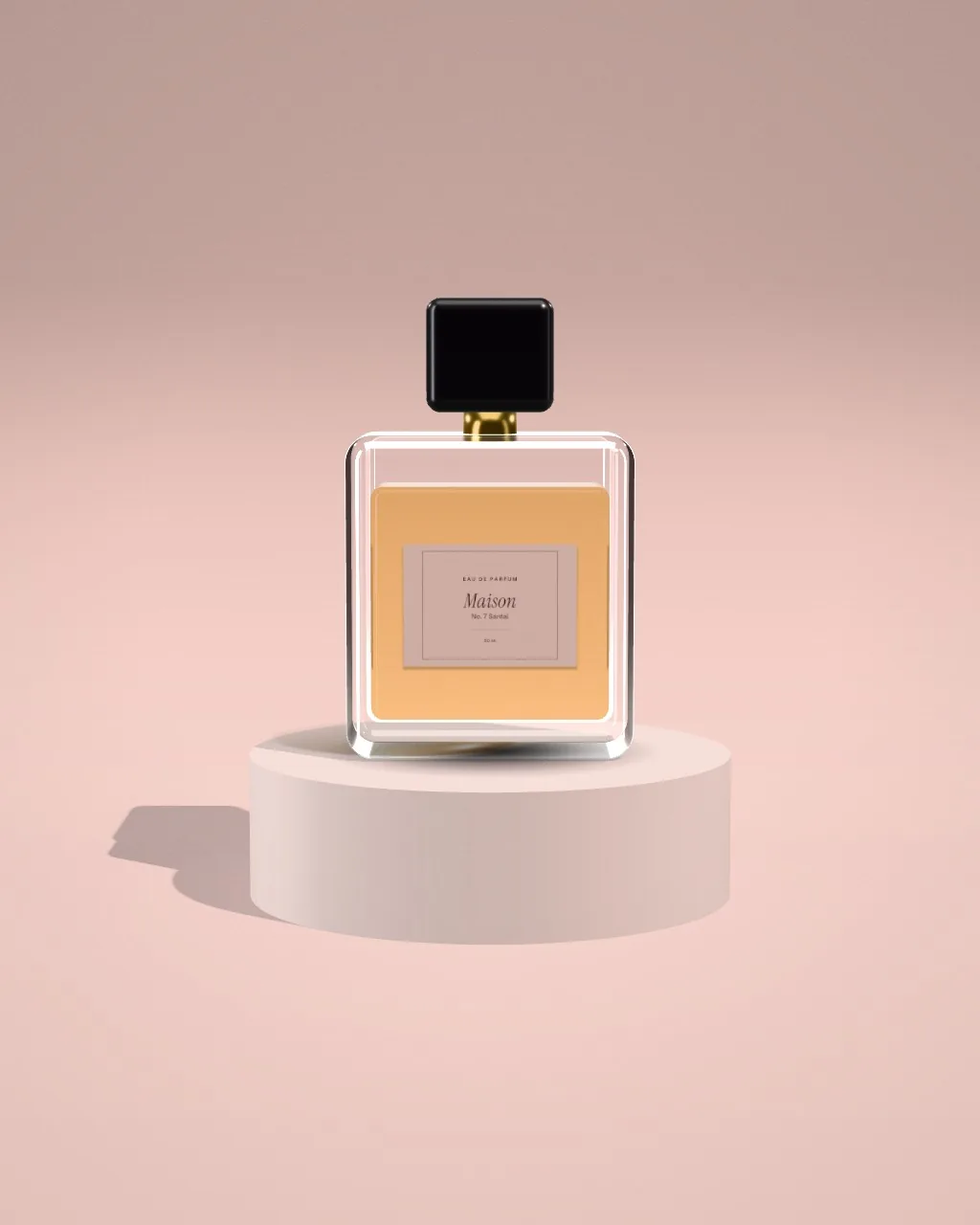Perfume bottle · Blush plinth · front mockup