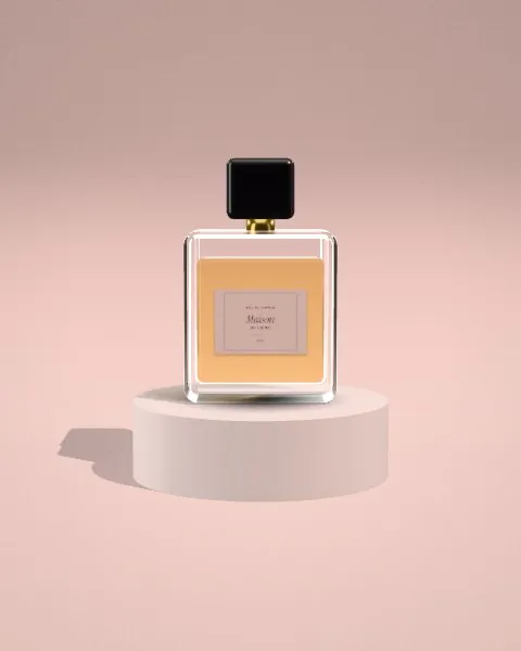 Perfume bottle · Blush plinth · front mockup