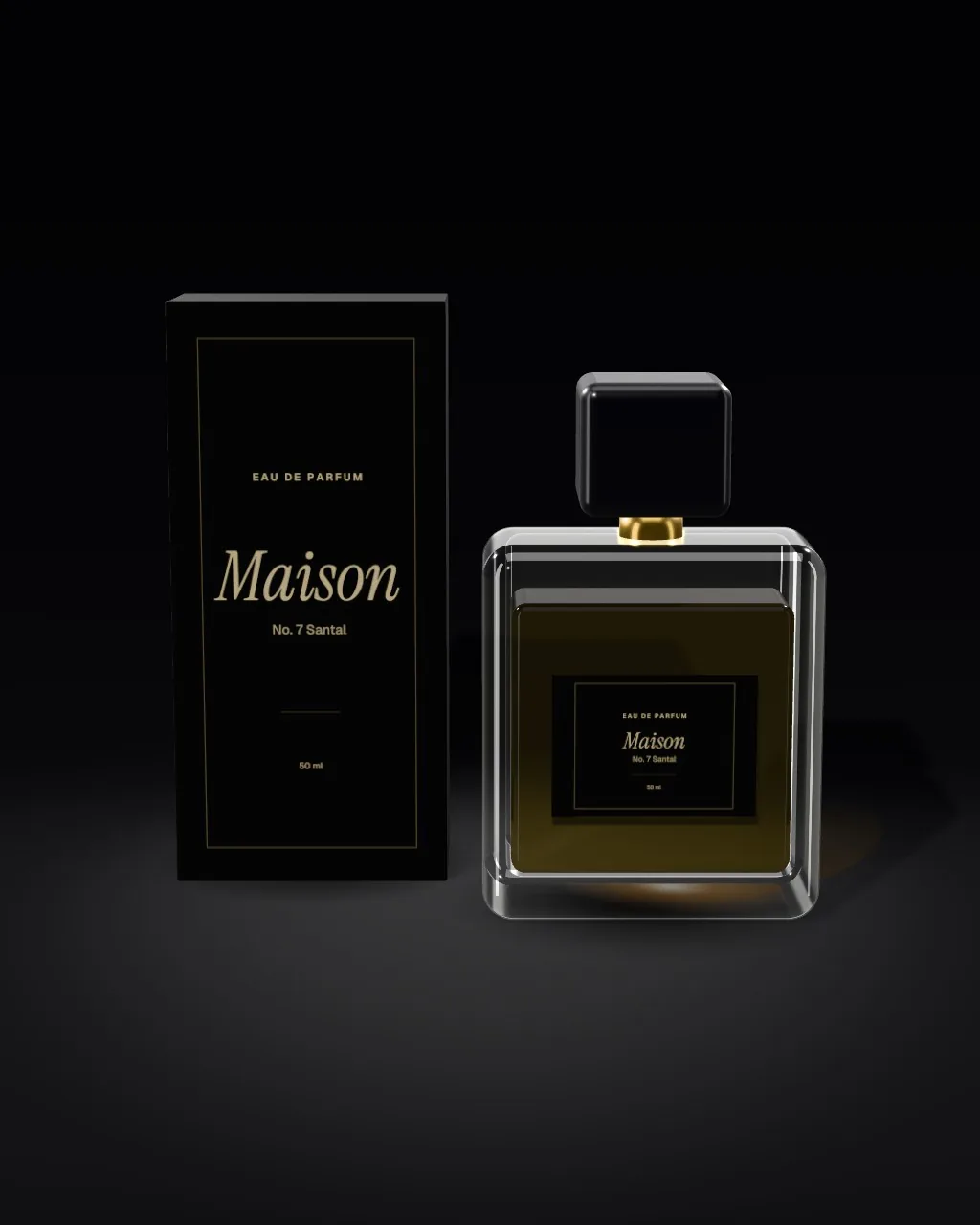 Perfume + box · Black mockup