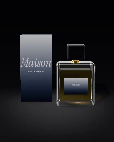 Perfume + box · Black mockup