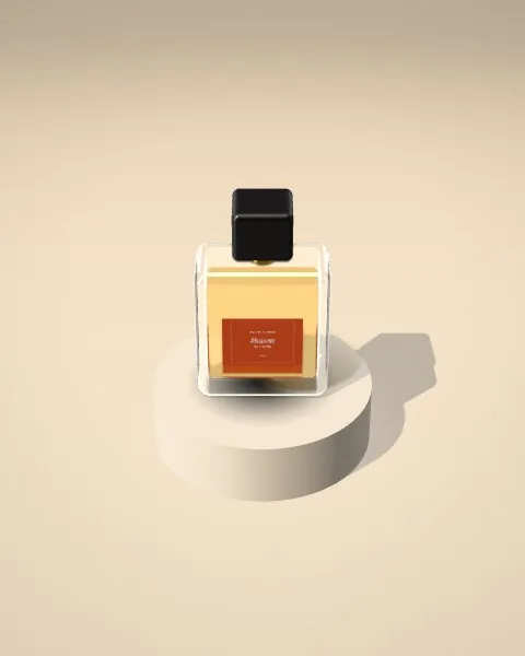 Perfume bottle · Sand plinth · from above mockup